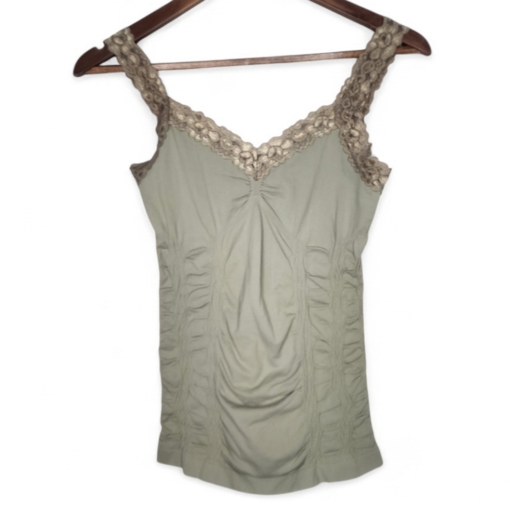 M Rena Seamless Lace Corset Cami Top in Green One Size